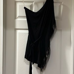 Twenty one evening wear black one shoulder top with sequins